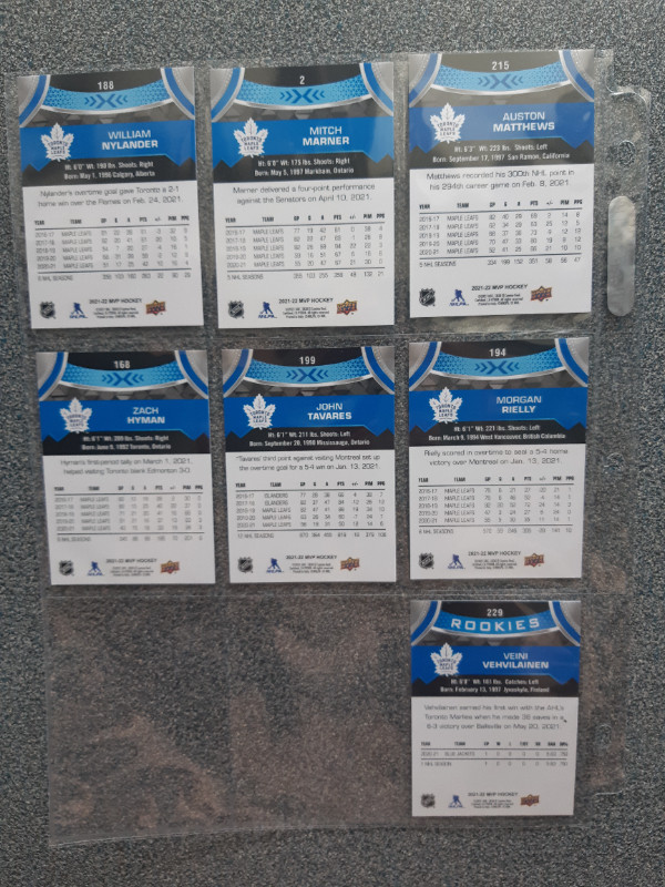 Carte de hockey Maple Leafs de Toronto MVP Upper Deck 2021-2022 dans Art et objets de collection  à Lévis - Image 2