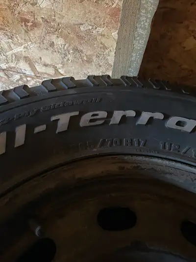 Set of 4 LT 265/70R R17 tires for sale on steel rims. They came off a 2008 dodge ram 1500 series. As...