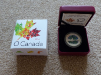 2014 Canadian silver coin O Canada The Northern Lights, glows