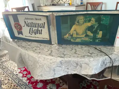 Vintage back lit beer sign, View more