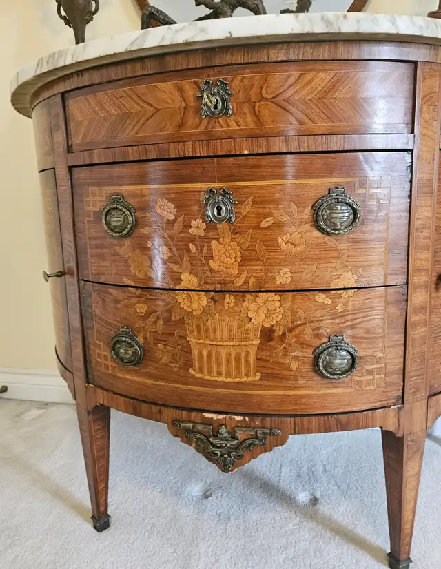 FRENCH LOUIS XVI STYLE HALF-MOON COMMODE, LATE  19TH CENTURY in Home Décor & Accents in City of Toronto - Image 11