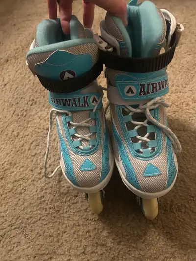 Girls Airwalk Rollerblades Size 4 & Helmet, View more