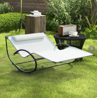 Outsunny Double Chaise Lounger / Garden Sun Bed Outdoor Hammock