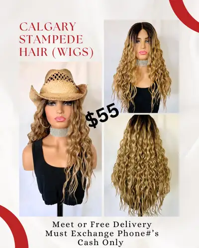 This Long Gorgeous Unit (wig) is Ideal for The Calgary Stampede - Premium Synthetic Fiber - Curling/...
