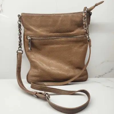 DANIER Brown Pebbled Leather Crossbody Women's Bag, View more