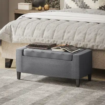 HOMCOM Storage Ottoman Bench Linen-Touch Fabric Tufted Chest Foo, View more