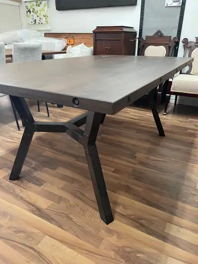 Amisco Southcross Table distressed wood 93 Pretzel wood finish and dark brown 74 Falcon metal finish...
