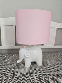 White and Pink Elephant Lamp for Nursery 