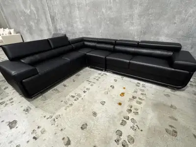 Black Leather Sectional Sofa, View more