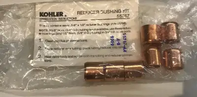 Kohler copper reducer bushing kit #55767 contains seven 5/8” x 1/2” reducer bushings. Brand never st...