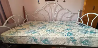 Girls White Twin Bed frame with memory foam mattress, View more