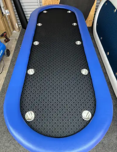 Brand New 8'x3' 10 player black speedcloth Poker Table Delivery, View more