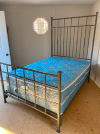 Custom Iron Bed Frame, with Mattress and Box Spring (double).