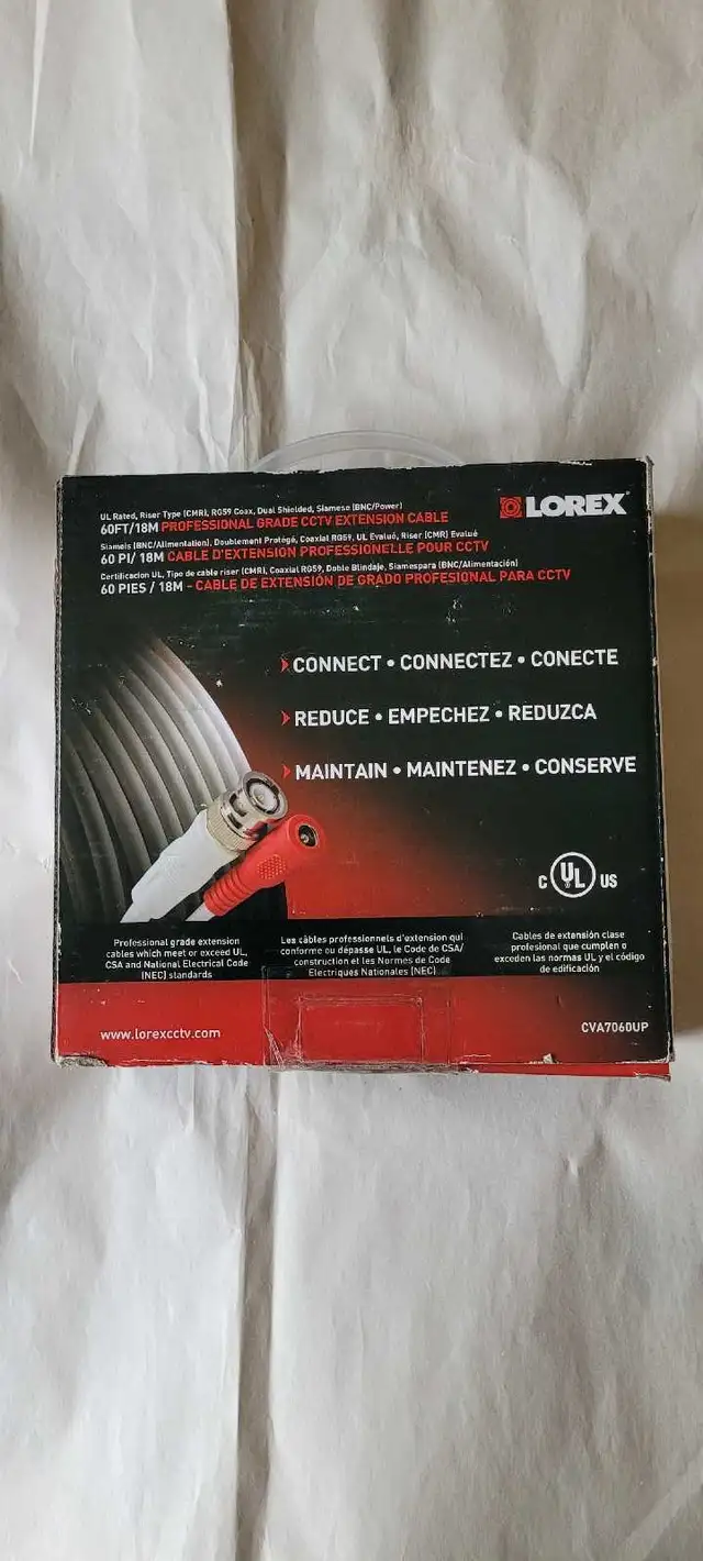 Lorex,extention cable 60 ft,CVA7060UP in Security Systems in City of Montréal - Image 2