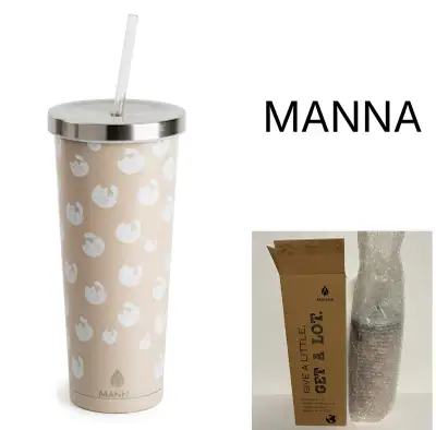 MANNA - NWT - 24OZ BEIGE CATS STAINLESS STEEL CHILLY TUMBLER, View more