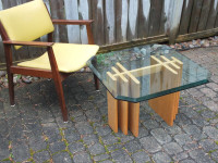 QUALITY MCM GLASS END TABLE
