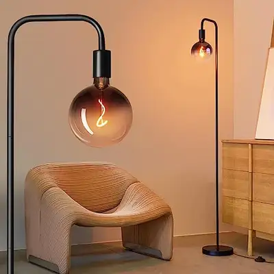 Industrial Modern Floor Lamp with Warm LED Lighting – 6" Clear G, View more