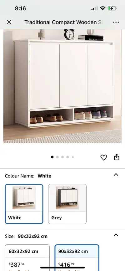 Traditional Compact Wooden Slim Hidden Shoe Cabinet Large, View more