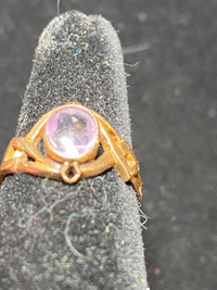 Gold Ring 2 Grams, 14K, Stone Light Purple