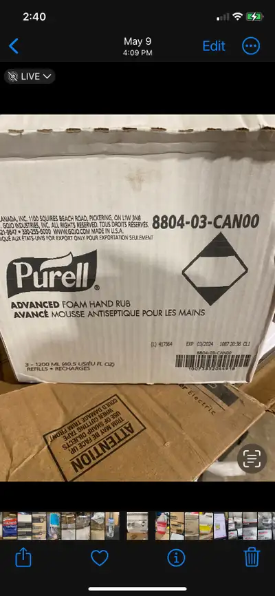 Purell Advanced foam hand soap 1200ml bottle Comes in a case of 03, value $51.00 a case or $17.00 a...