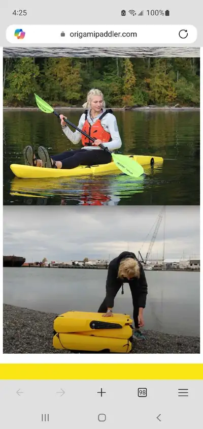 "Origami paddler " is the brand, cart included, orange colour, folds for easy storage hence its name...