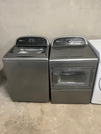 Whirlpool grey top load washer dryer set 