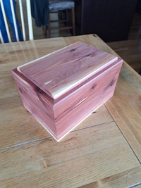 Handcrafted wooden cremation urn.