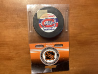 MONTREAL CANADIENS TRENCH hockey puck autographed HENRI RICHARD