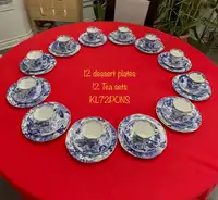 12 trio sets ( 18 cm dessert plates & tea sets) Antique Royal Cr