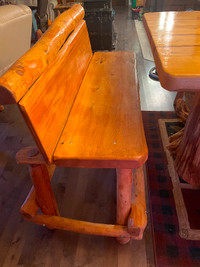 One of a kind live edge 8 foot table with 6 stools & 2 benches