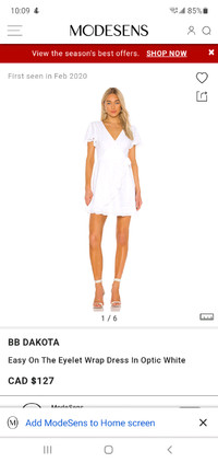  BB DAKOTA Easy On The Eyelet Wrap Dress In Optic White (Size10