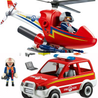 Playmobil Rescue Fire Fighter Helicopter & Chief Vehicle