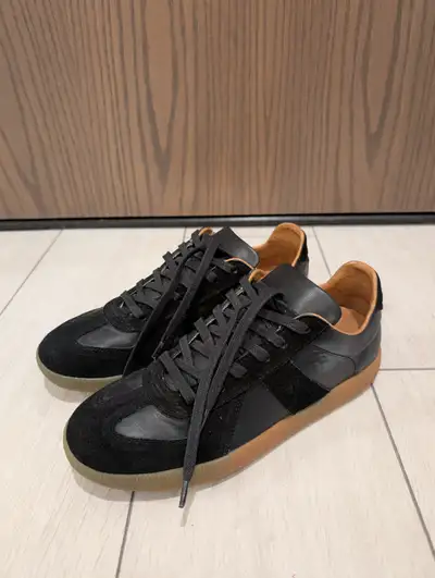 NEW: Men's Black Leather & Suede Sneakers- Size 9, View more