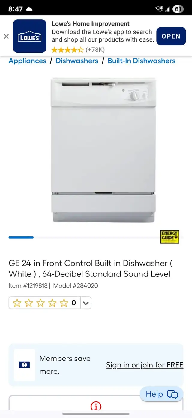 GE Dishwasher62865712441346122
