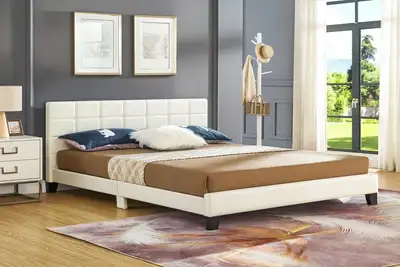  leather padded foam bed White & Black Available in queen, View more
