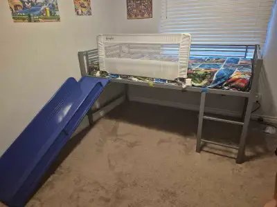 Child's loft style bed with slide , View more