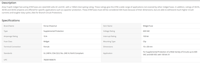 Ferraz Shawmut/Mersen ATM10 FUSIBLE 10A 600VAC/DC Midget fuse in Electrical in Laval / North Shore - Image 3