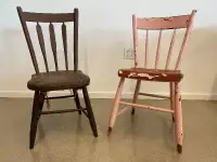 2 Antique Small Chairs (Canadiana/Folk Art/Vintage Furniture)
