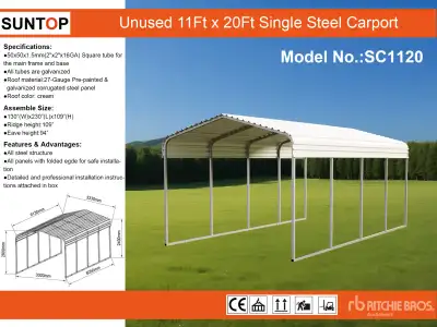 NEW COVERED METAL GARAGES, CARPORTS, SHELTERS, of varies SIZES, View more