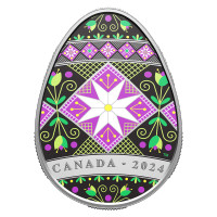 2024 Silver Pysanka писанка Coin, 1 oz $20 Ukrainian Easter Egg
