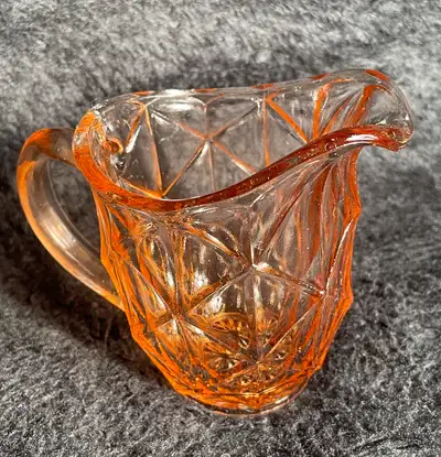 Antique Pair of Pink Glass Creamers, View more