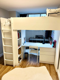 IKEA loft bed with desk and drawers 