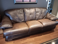 Brown top grain leather 3 seater couch