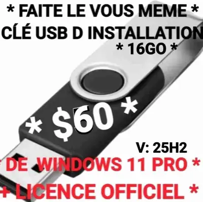 CLÉ USB D INSTALLATION DE WINDOWS 11 + LICENCE, View more