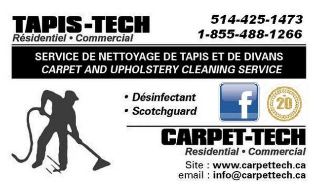 nettoyage de tapis TAPIS-TECH / CARPET-TECH carpet cleaning dans Ménage et entretien  à Ville de Montréal