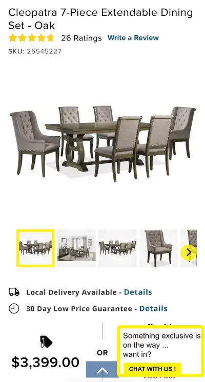 Cleopatra, dining room set, View more