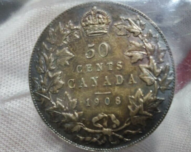 1908 Canada 50 Cents Silver Coin ICCS SP-66 in Arts & Collectibles in Edmonton - Image 3