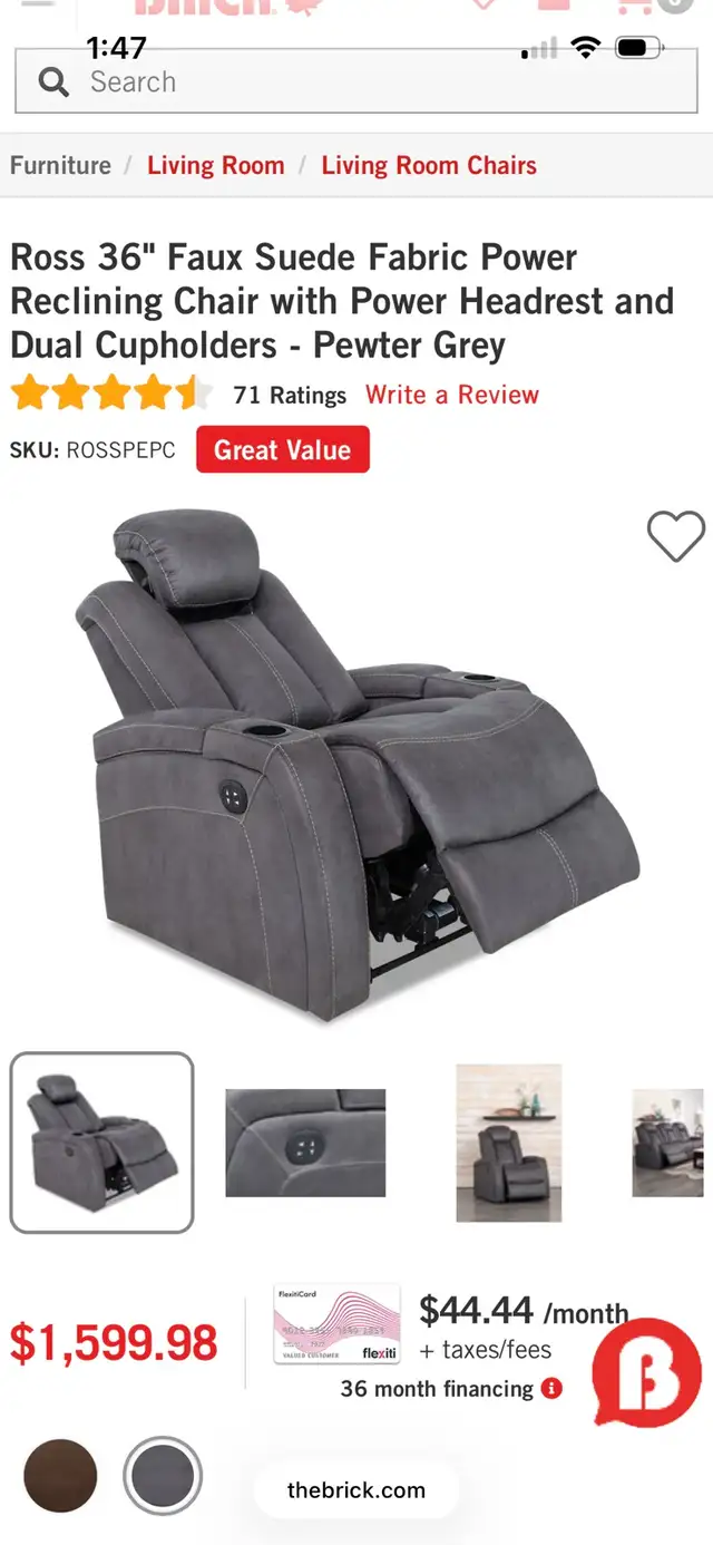 Three Piece Faux Suede Power Reclining Sofa Set in Couches & Futons in Red Deer - Image 9