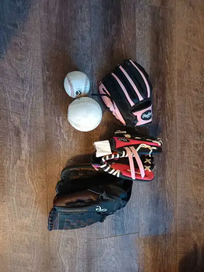 Two smaller girls and one adult glove.