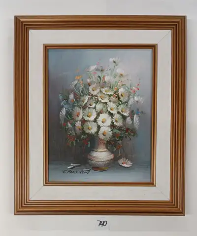 FLORAL STILL LIFE BY S. PARKINSON - FRAMED OIL ON CANVAS, View more